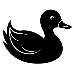 Black Silhouette Duck in Water