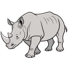 Obraz premium White rhinoceros vector illustration of a wild horned mammal isolated on a white background