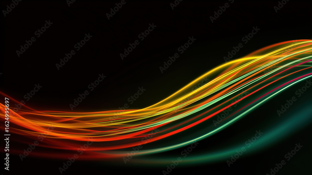 Aufkleber colorful abstract light trails creating dynamic waves on a dark background for visual impact