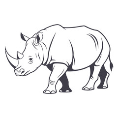Fototapeta premium A majestic white rhino, a large and dangerous horned mammal, is isolated on a white background in this wildlife vector illustration