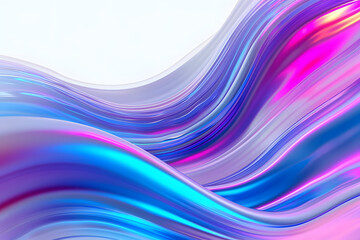 Abstract flowing waves of vibrant iridescent colors with a soft white background