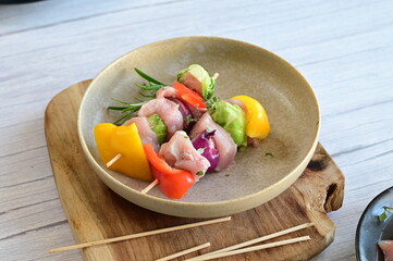 Grilled Chicken Skewer with Vegetables,