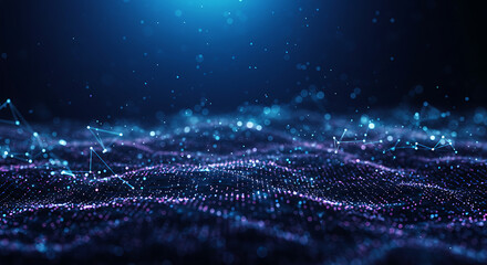 Abstract digital background of flowing blue and purple light lines suggesting speed or technology