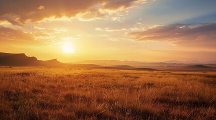 Obraz premium Golden Glow of Celebration: New Year Decorations Meet Grassland Sunset in Breathtaking Images As the sun dips below the horizon, painting the grassland in hues of amber and crimson, vibrant New Year d