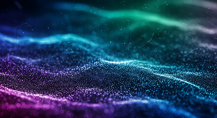 Abstract digital background of flowing blue and purple light lines suggesting speed or technology