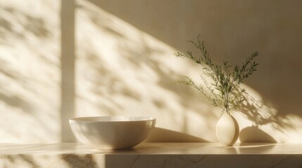 Sunlit Serenity Bowl and Vase Still Life.