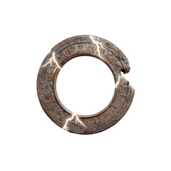 Obraz premium Ancient Stone Ring with Mystical Cracks and Intricate Carvings - Archaeological Artifact