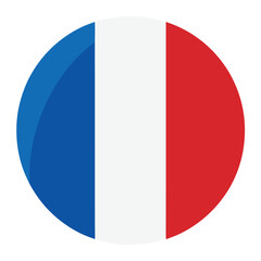 circular french flag icon with blue, white, and red tricolor design