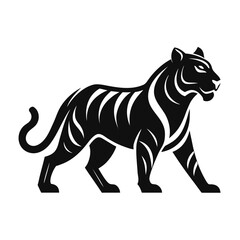Bold Tiger Walk Silhouette Vector