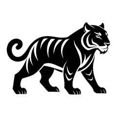 Bold Tiger Walk Silhouette Vector