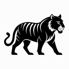 Bold Tiger Walk Silhouette Vector