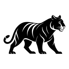 Bold Tiger Walk Silhouette Vector