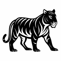 Bold Tiger Walk Silhouette Vector