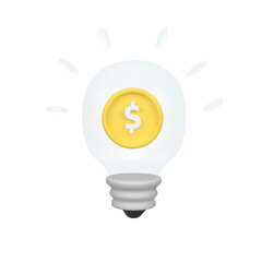 Lightbulb with Dollar Sign isolated 3d render icon illustration