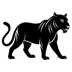 Bold Tiger Walk Silhouette Vector