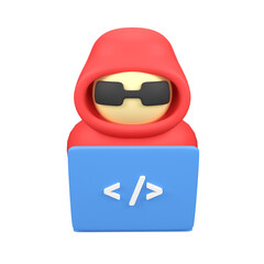 Hacker isolated 3d render icon illustration