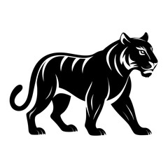 Bold Tiger Walk Silhouette Vector