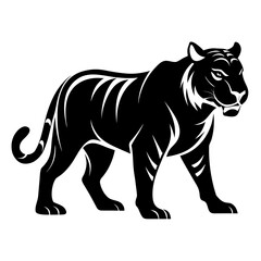 Bold Tiger Walk Silhouette Vector