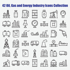 Oil gas energy industry icons oil rig gas cylinder