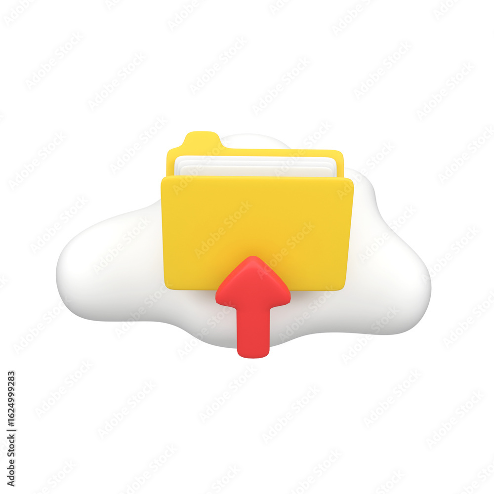 Fototapete cloud computing server and file folder management isolated 3d render icon illustration