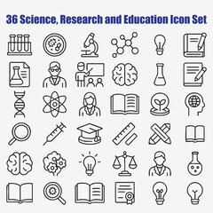 Science research education icons laboratory vector