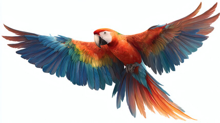 Obraz premium Parrot macaw spreading vibrant feathers isolated on transparent background 