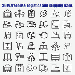 Fototapeta premium Warehouse logistics shipping icons boxes delivery