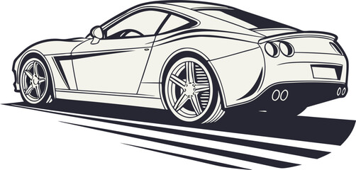 Sports car clean silhouette on white.