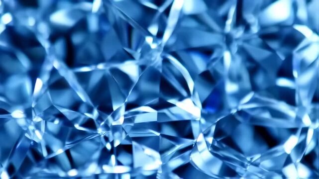 Sparkling Blue Diamond Facets: Abstract Gemstone Reflections and Light Play