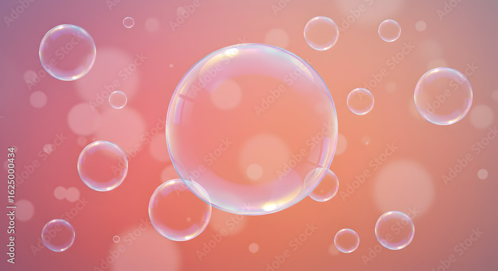 Aufkleber floating bubbles soft pastel background dreamy abstract design element for website banner or mobile 
