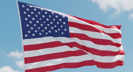 Fototapeta premium American flag waving in sky