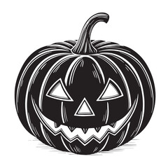  black Halloween Pumpkin Silhouette Vector, High Quality Illustration on White Background