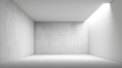 Fototapeta premium Interior Empty Room with Light and White Concrete Wall, Minimalist Design, Space