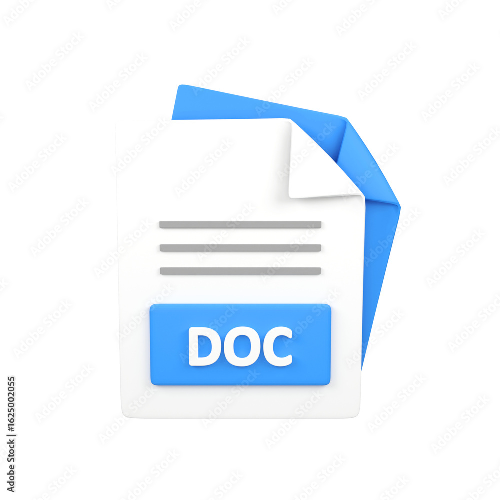 Poster doc file document type isolated 3d render icon illustration