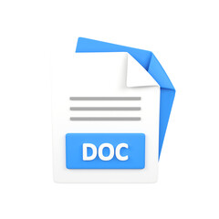 DOC file document type isolated 3d render icon illustration