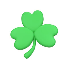 Green clover leaf isolated 3d render icon illustration