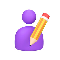 Profile with pencil edit user account isolated 3d render icon illustration