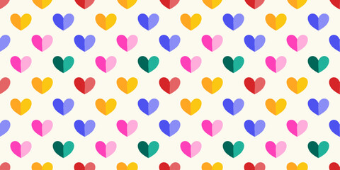 Colorful seamless heart pattern in flat vector style