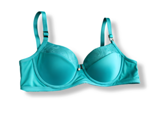 Teal bra isolated on white and transparent background.Modern fashion cloths for ladies.