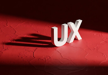 White UX Letters on Red Textured Surface user experience