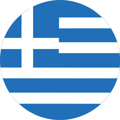 Obraz premium greece national flag icon with blue and white stripes in circle
