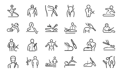 Medical and Healthcare Line Icon Set – Hospital Tools, Doctor Symbols, Human Organs, Virus, Mask, Injection, and Test Equipment Vectors

