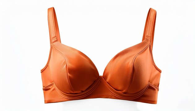 strapless bra isolated on white background in orange color