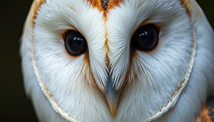 Close up of a barn owl's face – Heart shaped facial disc large