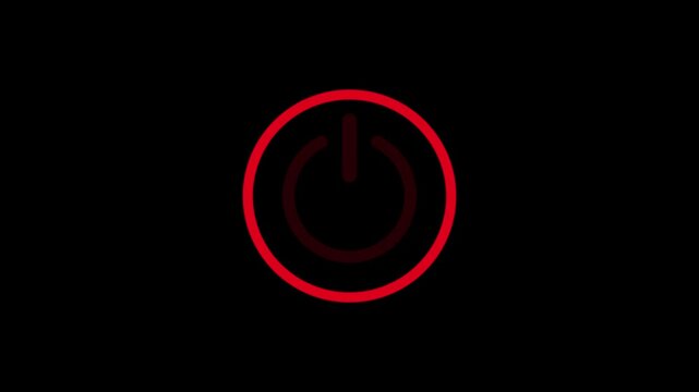 power reset button sign animation. Abstract screen reset button sign animation. Abstract screensaver, live wallpaper, loop background on black. On Off technology icon 4k animated stock footage