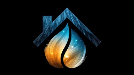 Abstract Home Energy Flame Design: Warmth, Comfort, and Efficiency Symbol