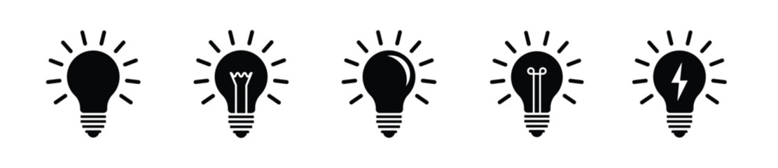 Lightbulb icon set. Bulb innovation symbol set - Vector 