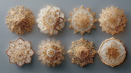 Elegant Gold and White Mandala Designs:  Luxury Ornate Floral Patterns for Decor,  Wall Art, and Craft Projects