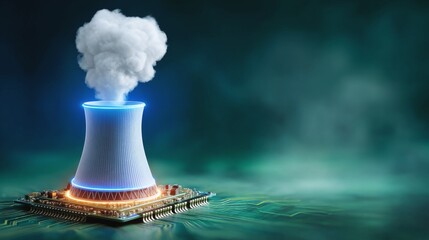 Conceptual Fusion of Technology and Energy with Power Plant and Circuit Board Visual Elements