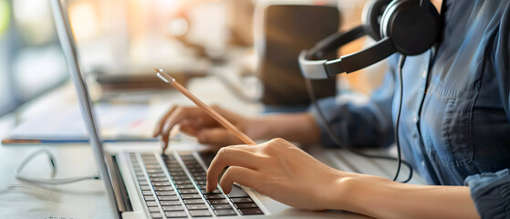 close up of hands typing on laptop computer